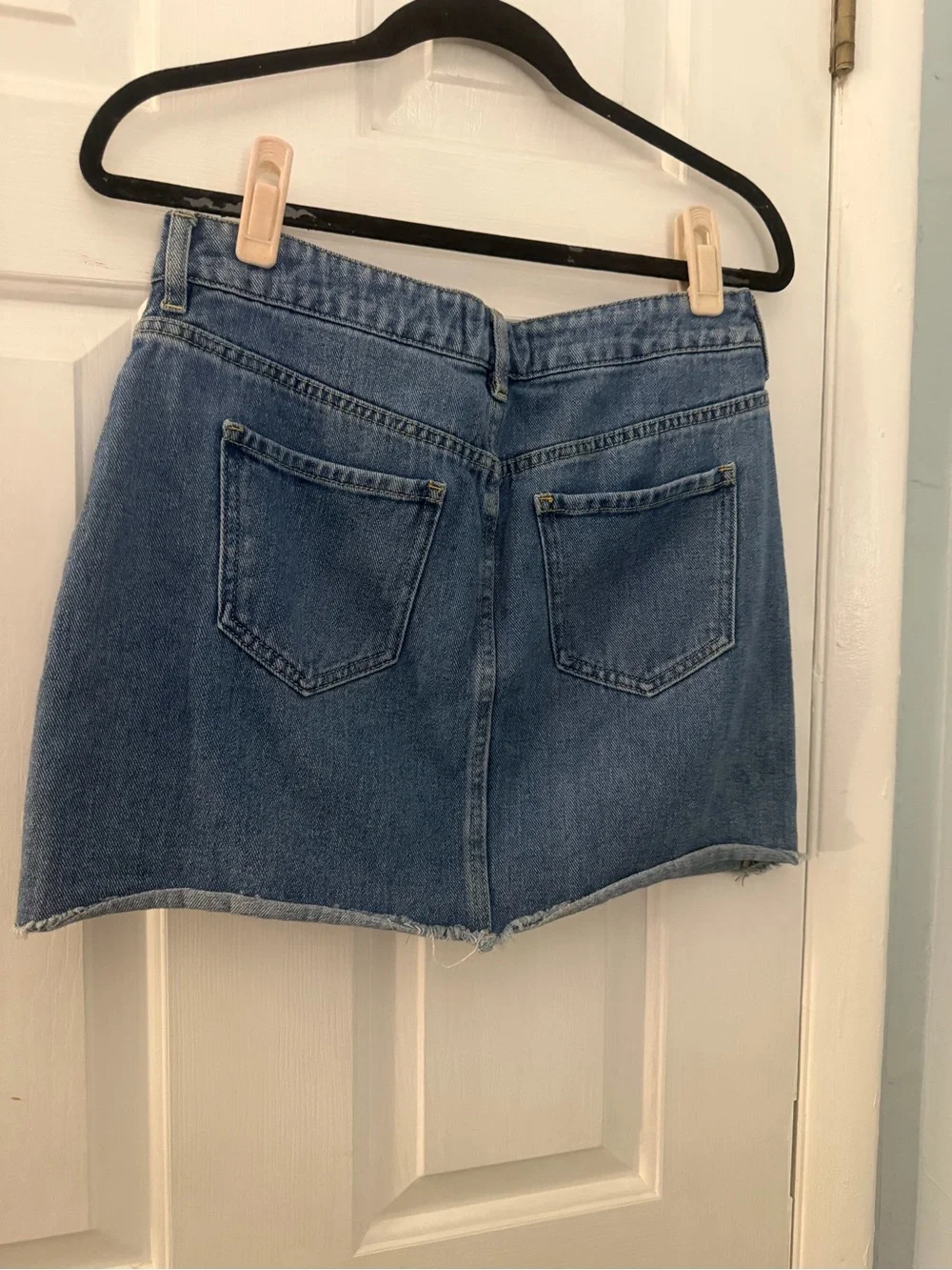 PacSun Size 28 Blue Denim Full Zip Raw Hem Mini Skirt Ring Pull